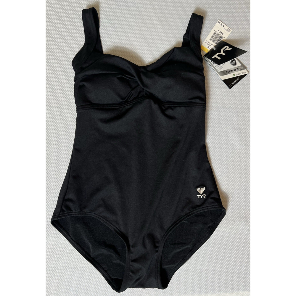 TYR‎ Women Size 6 Black NWT ControlFit One Piece Swimsuit UPF 50+ Chlorine Proof